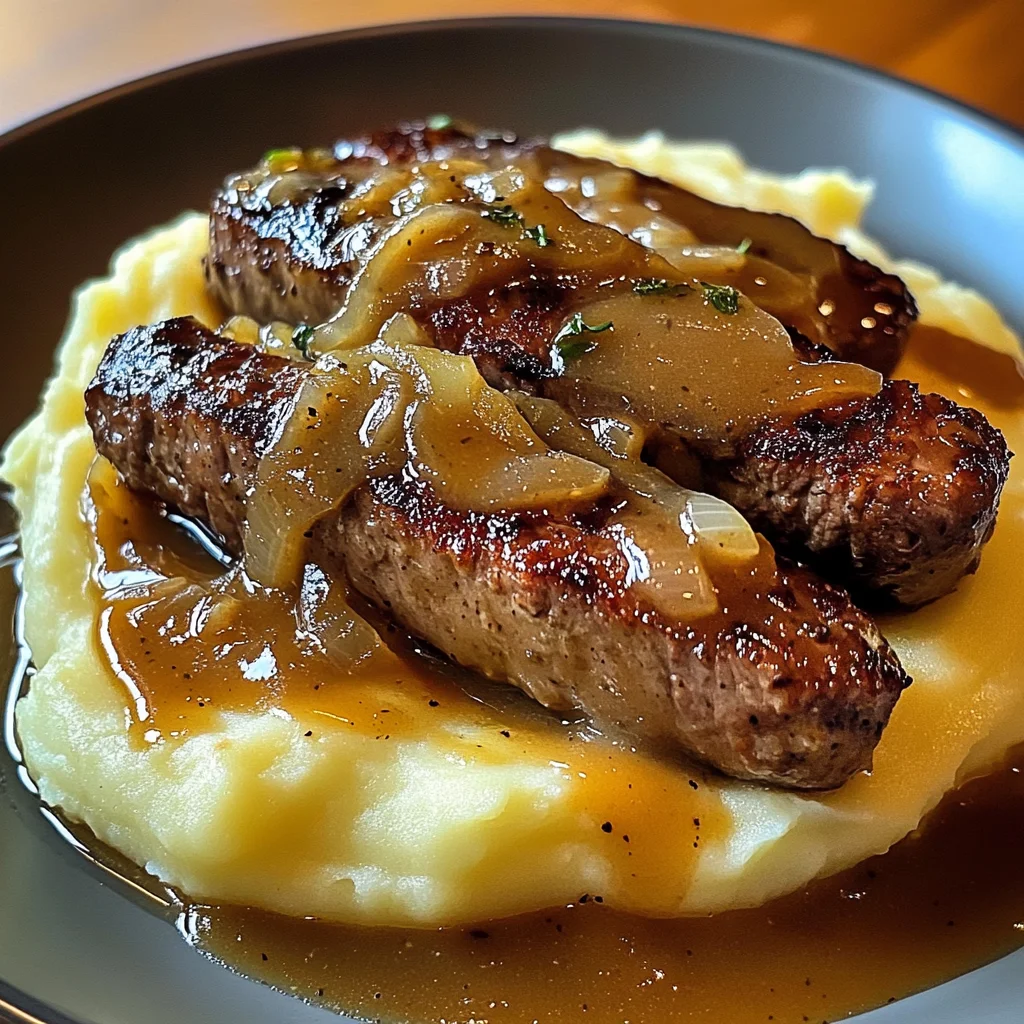 Bangers et Purée avec Sauce à l’Oignon 