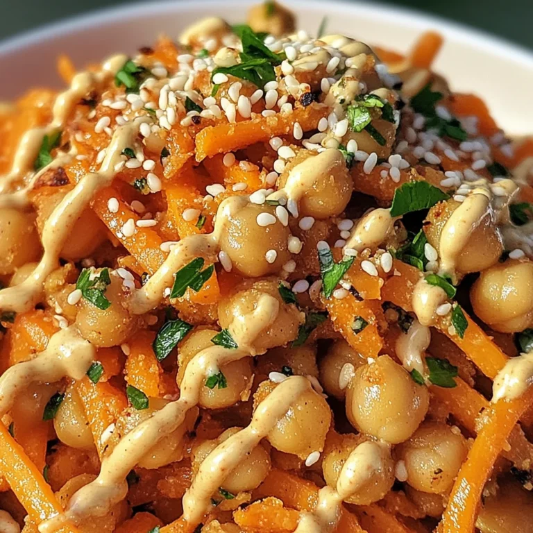 Salade de Carottes Épiciées et de Pois Chiches avec Sauce Tahini 