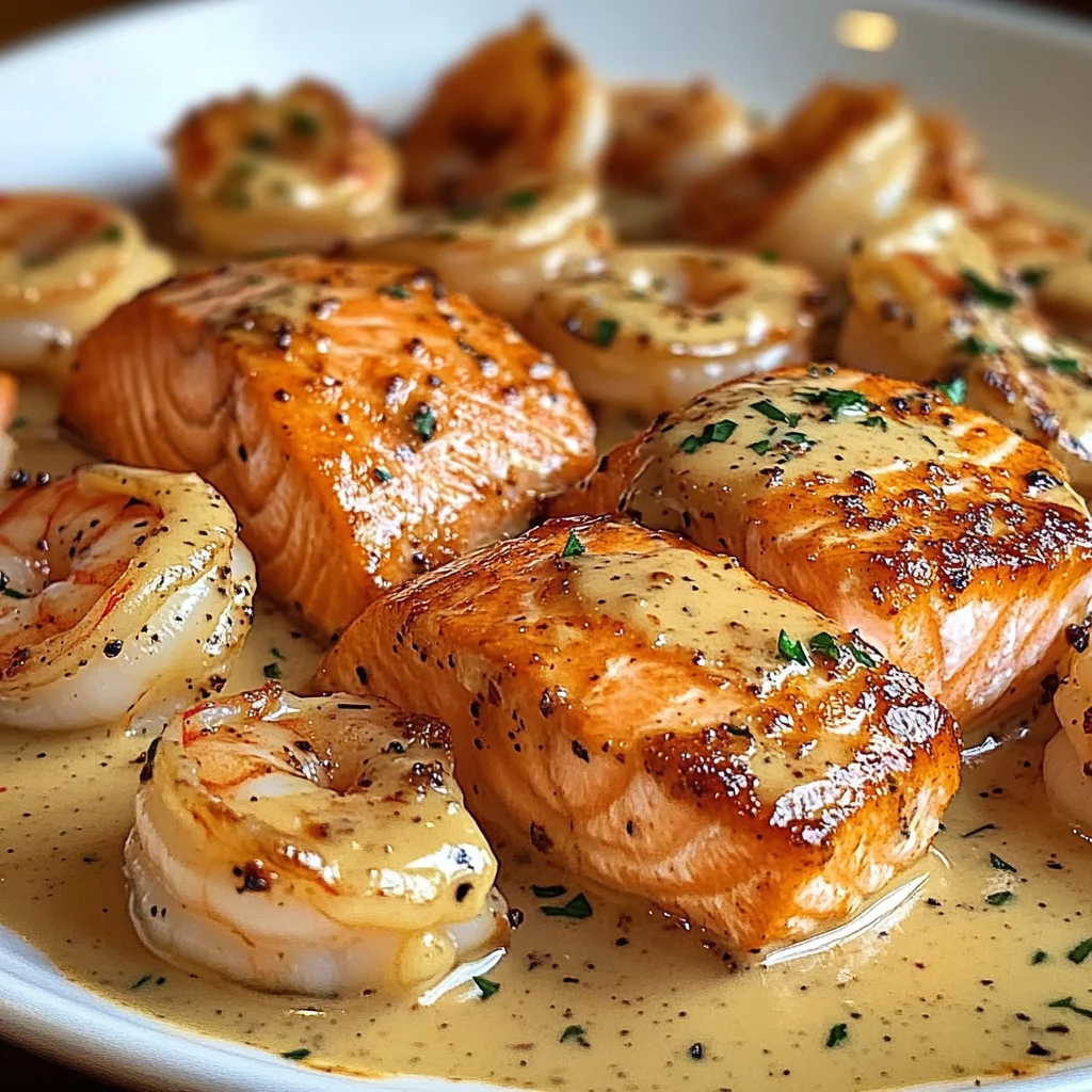 Saumon et Crevettes avec Sauce à la Crème Cajun