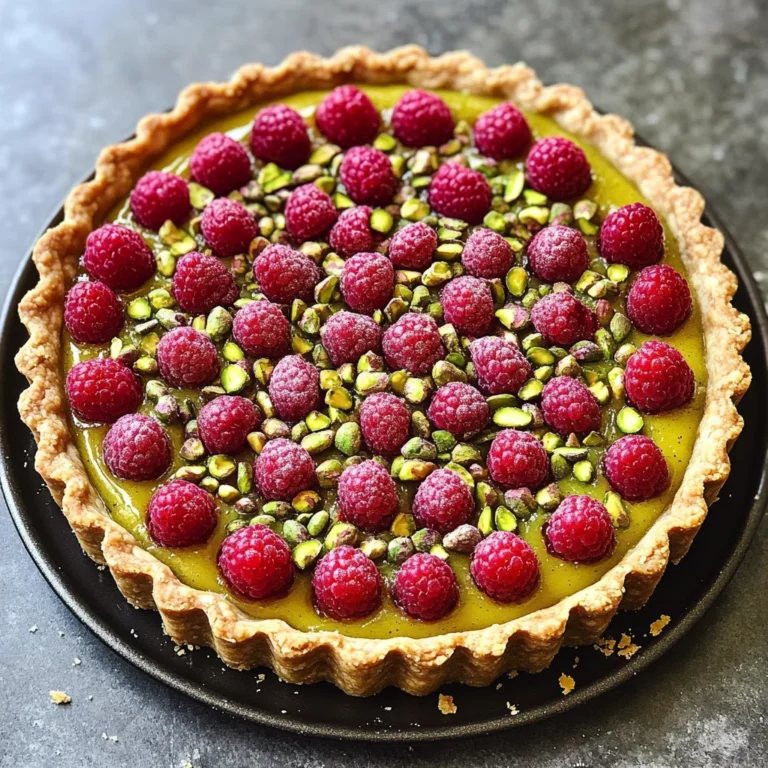Tarte frangipane pistache framboises