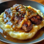 Bangers et Purée avec Sauce à l’Oignon 