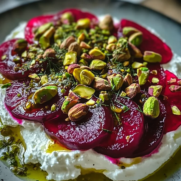 Feta battue, betteraves, pistaches