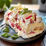 Pavlova roulée rhubarbe mascarpone